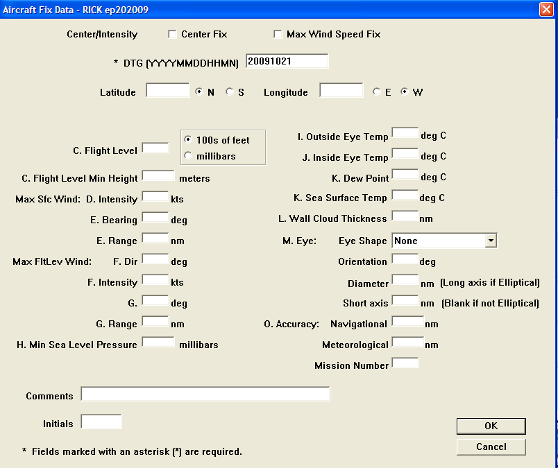 Aircraft Fix Entry Dialog