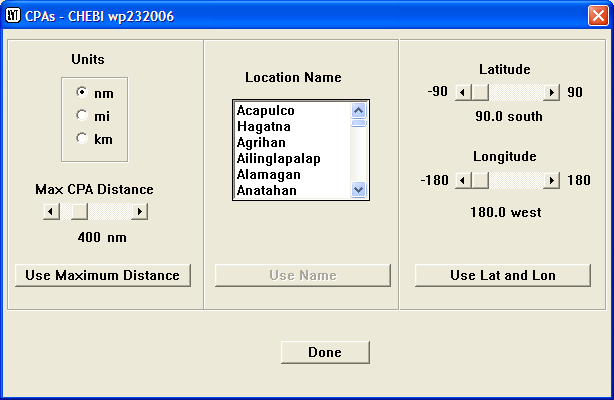 CPA Selection Dialog