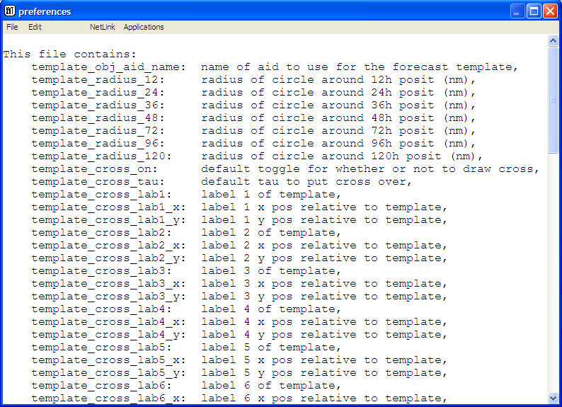 Change Forecast Template Information Edit Window