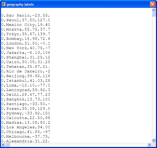 Change Geography Labels window