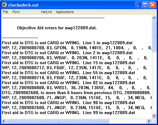Check Objective Aids Data output
