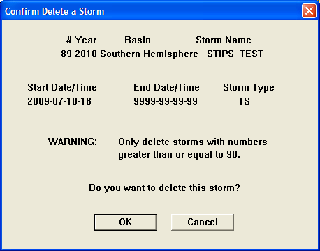 Confirm Delete a Storm Dialog