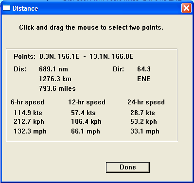 Distance dialog after click and drag