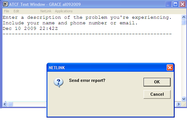 Error Report Entry Box and Confirmation Dialog