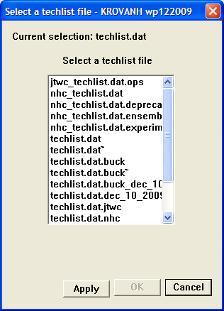 Select a techlist file dialog