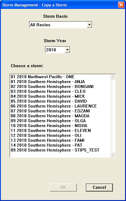 Storm Management - Copy a Storm Dialog
