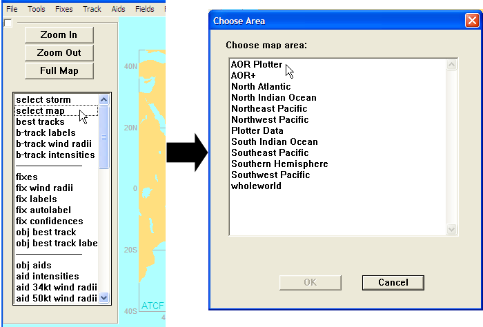 Selecting the AOR Plotter Map